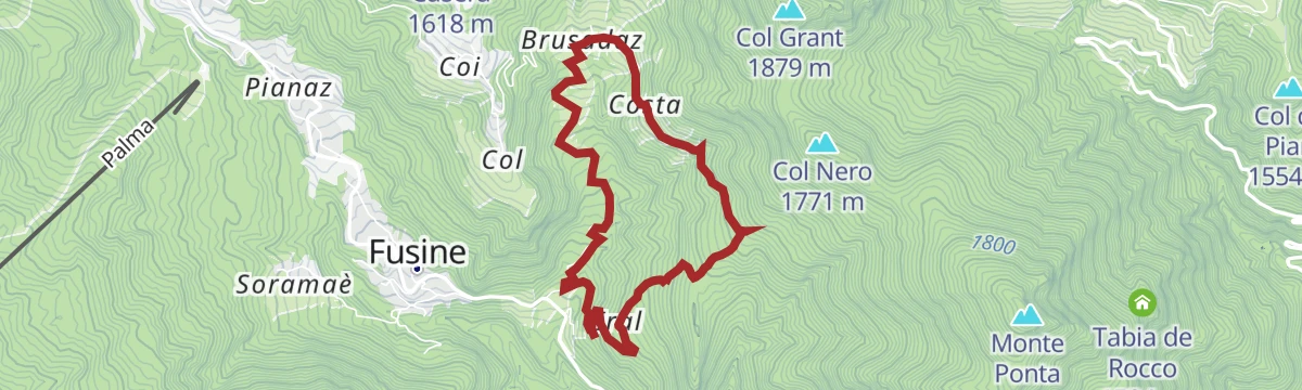 Route map: THROUGH TABIA’ AND MAS OF VAL DI ZOLDO